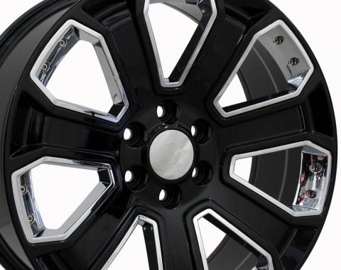 20" Fits Chevrolet - Silverado Wheel - Black with Chrome Inserts 20x8.5