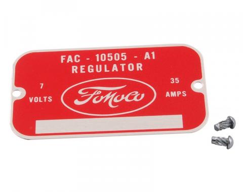 Dennis Carpenter Tag - Voltage Regulator - 1948-55 Ford Truck, 1948-53 Ford Car CC-104