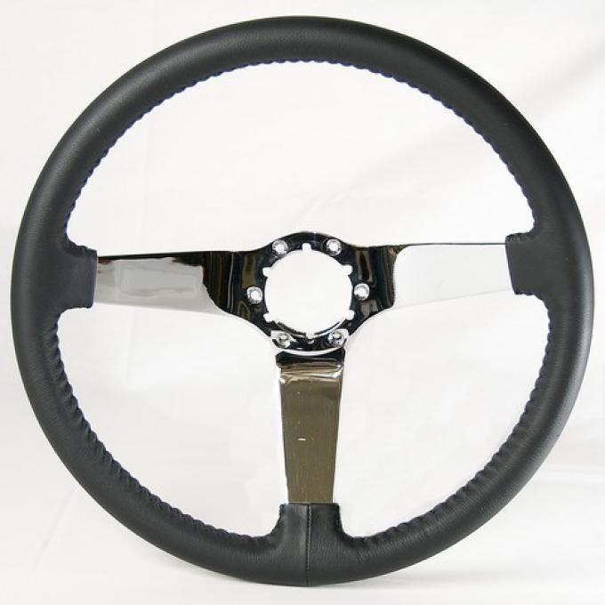 Corvette Volante OE Series Steering Wheel, with Chrome Spokes & Leather Grip, 1977-1982