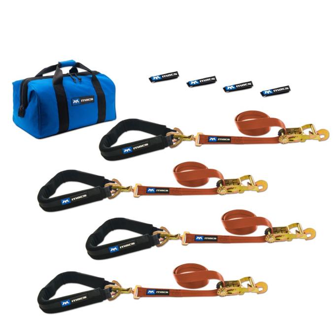 Race Ramps 2 x 6 Pro Pack Premium Tie-Down Strap Kit with 40 Axle Strap, Sewn Fixed Ends - Orange 518646