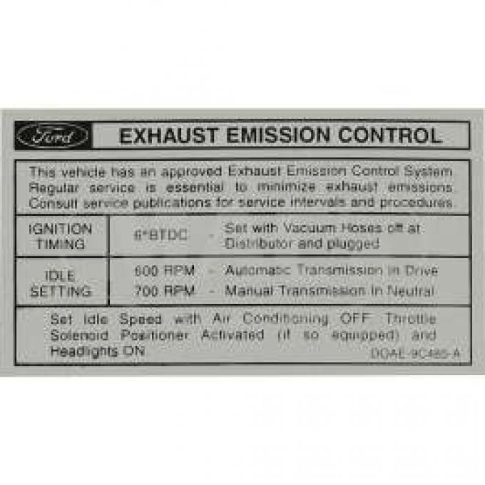 Emission Decal, 351C-2V AT/MT, (10-1 To 1-1), Fairlane, Ranchero, Torino, 1970