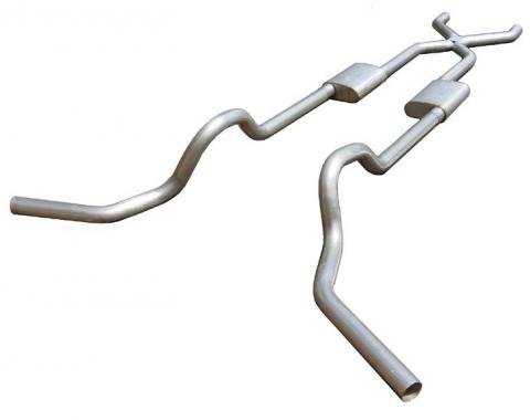 Pypes Crossmember Back w/X-Pipe Exhaust System 67-74 GM Split Rear Dual Exit 2.5 in Intermediate And Tail Pipe Muffler And Tip Not Incl Natural Finish 409 Stainless Steel Exhaust SGT79