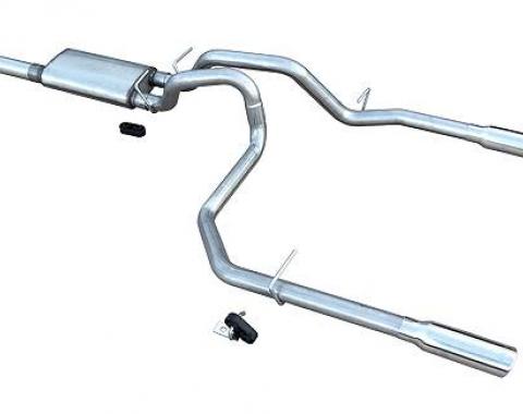 Pypes Violator Series Cat Back Exhaust System 10-19 GM 1500 53 Liter Split Rear Dual Exit 3 in Intermediate And 2.5 in Tail Pipe Violator Muffler/Hardware/3.5 in Polished Tips Incl Exhaust SGT29V