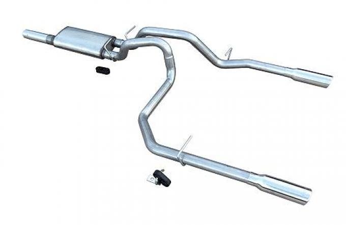 Pypes Violator Series Cat Back Exhaust System 10-19 GM 1500 53 Liter Split Rear Dual Exit 3 in Intermediate And 2.5 in Tail Pipe Violator Muffler/Hardware/3.5 in Polished Tips Incl Exhaust SGT29V