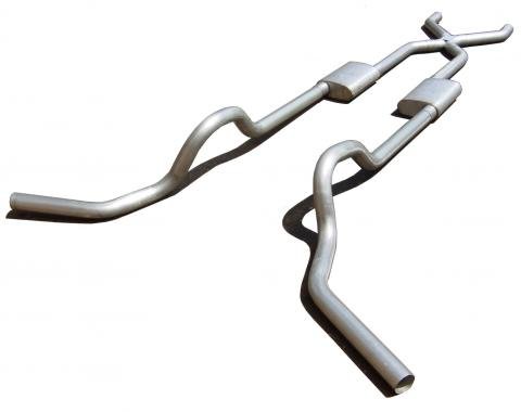 Pypes Crossmember Back w/X-Pipe Exhaust System 67-74 GM Split Rear Dual Exit 2.5 in Intermediate And Tail Pipe Race Pro Muffler/Hdw Incl Tip Not Incl Natural Finish 409 Stainless Steel Exhaust SGT79R