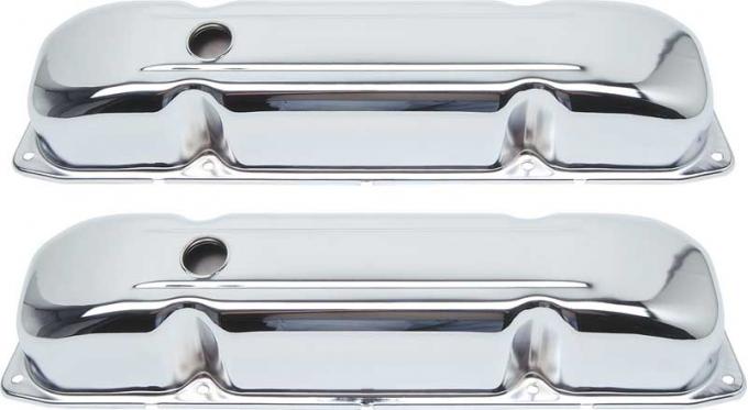 OER 1960-76 Dodge, Plymouth, Chrome Valve Covers, Big Block, 383, 413, 426, 440, Pair T9299