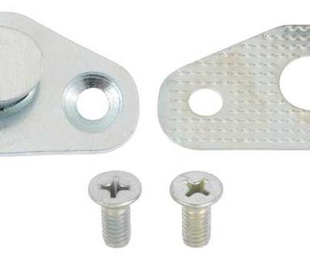 OER 1967-70 Mustang/Cougar Door Latch Striker Plate with Screws / Shim - Zinc Plated 22008A